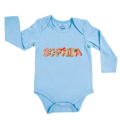 Custom Christmas Gingerbread Name Baby Onesie - SwaddleAn