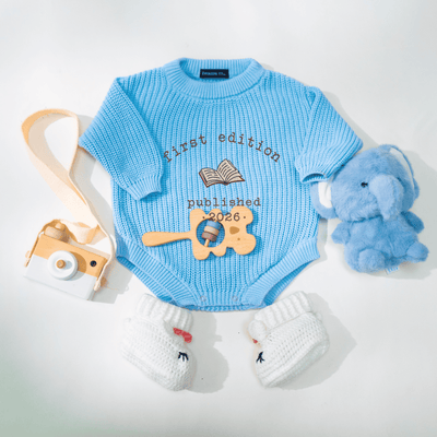 Custom Embroidered First Edition Baby Romper - SwaddleAn