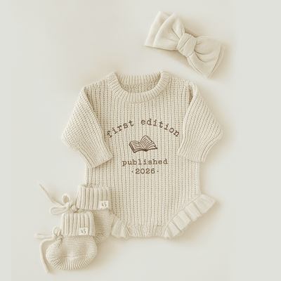 Custom Embroidered First Edition Baby Romper - SwaddleAn