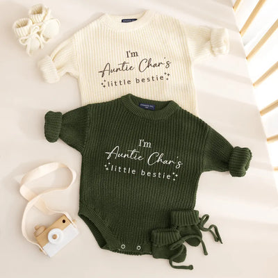 Embroidered Custom Little Bestie Baby Romper