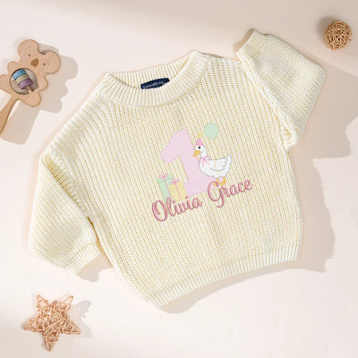 Custom Baby First Birthday Duck Sweater