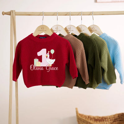 Custom Baby First Birthday Duck Sweater