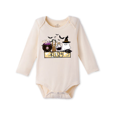 Custom Halloween Name Bamboo Baby Onesie