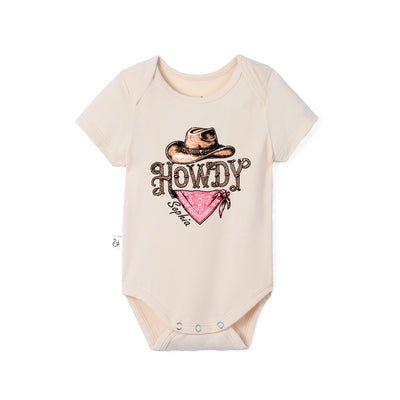 Custom 'Howdy' Cowgirl Bamboo Baby Onesie