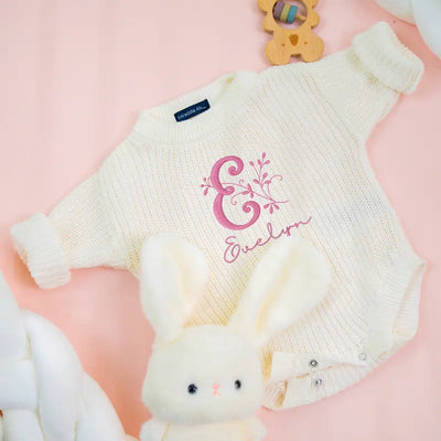 Custom Initials Baby Embroidery Romper - SwaddleAn