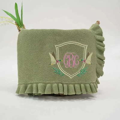 Custom Mallard Duck Monogrammed Name Baby Blanket SwaddleAn