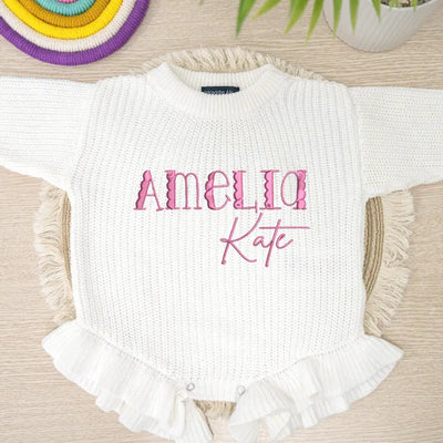 Custom Name Embroidered Baby Romper - SwaddleAn