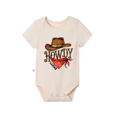 Custom Name Howdy Bamboo Baby Onesie