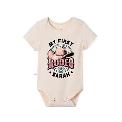 Custom Name 'My First Rodeo' Bamboo Baby Onesie