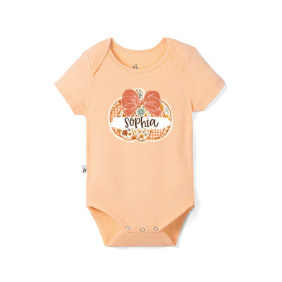 Custom Pumpkin Name Baby Bamboo Bodysuit Peach Fuzz