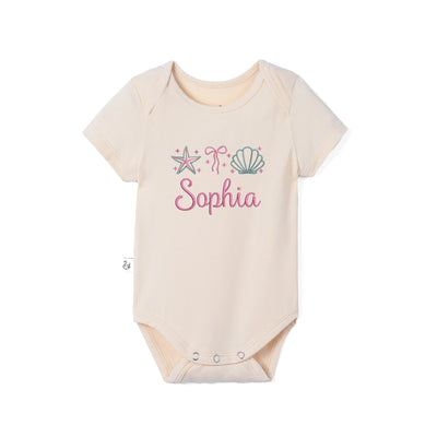 Custom Sea Creatures Embroidered Bamboo Baby Bodysuit