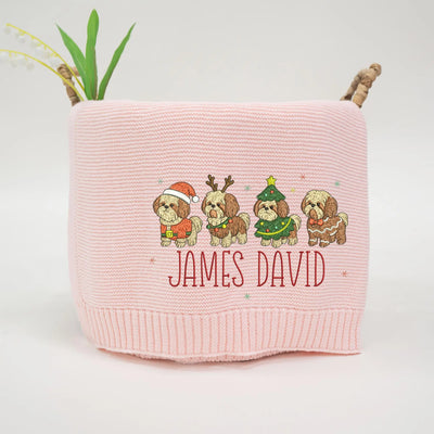 Custom Shih Tzu Embroidery Baby Blanket - SwaddleAn