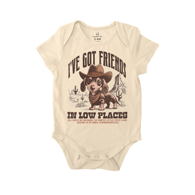 Dachshund Baby Onesie, I've got friends in low places Baby Bodysuit