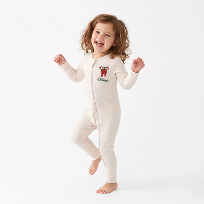 Embroidered Candy Cane Xmas Baby Pajamas