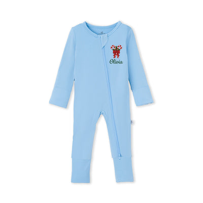 Embroidered Candy Cane Xmas Baby Pajamas