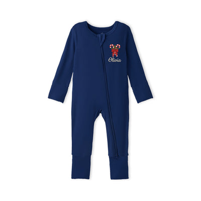 Embroidered Candy Cane Xmas Baby Pajamas