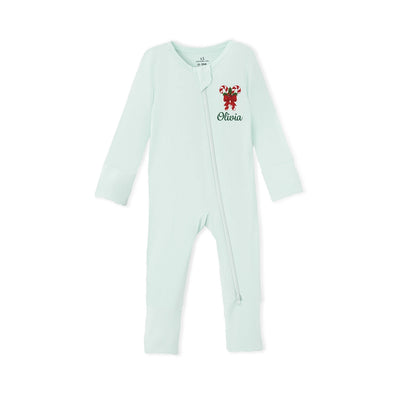 Embroidered Candy Cane Xmas Baby Pajamas