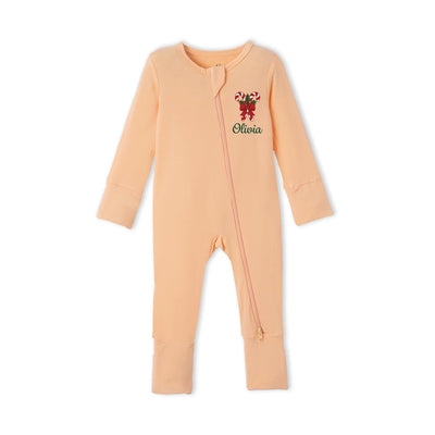 Embroidered Candy Cane Xmas Baby Pajamas