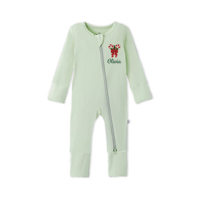 Embroidered Candy Cane Xmas Baby Pajamas