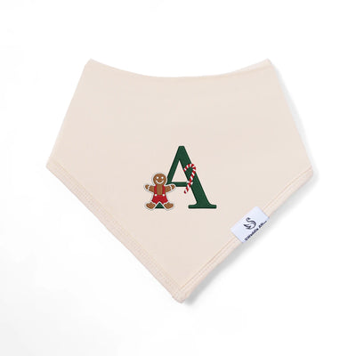 SWaddleAN Embroidered Christmas Gingerbread Baby Bibs in Sand1