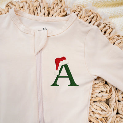 Embroidered Christmas Initial Baby Pajamas