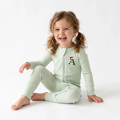Embroidered Christmas Initial Baby Pajamas