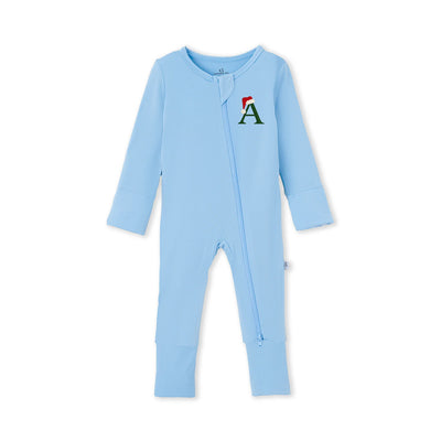 Embroidered Christmas Initial Baby Pajamas