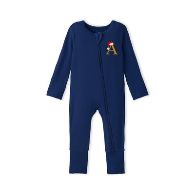Embroidered Christmas Initial Baby Pajamas