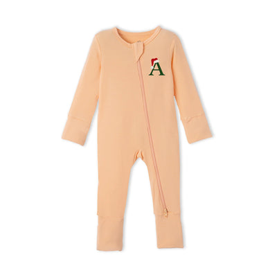 Embroidered Christmas Initial Baby Pajamas