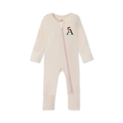 Embroidered Christmas Initial Baby Pajamas