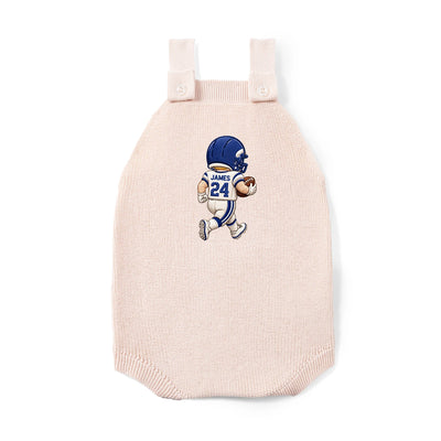 Embroidered Football Baby Button Romper