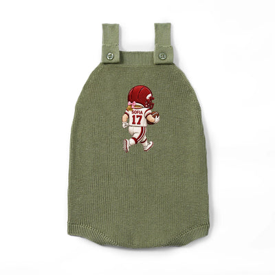 Embroidered Football Baby Button Romper