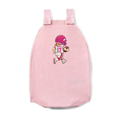 Embroidered Football Baby Button Romper