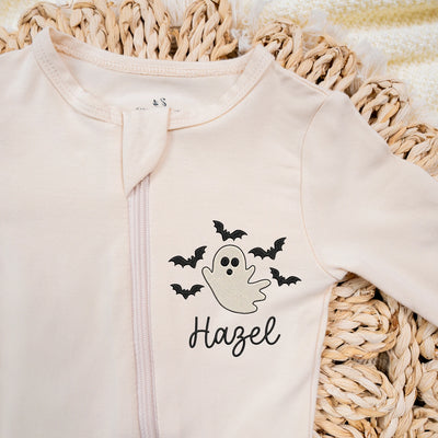 Embroidered Ghost Bat Baby Footie Pajamas