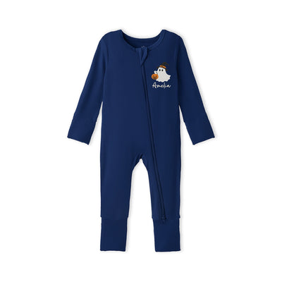 Embroidered Ghost Witch Baby Footie