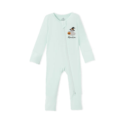 Embroidered Ghost Witch Baby Footie
