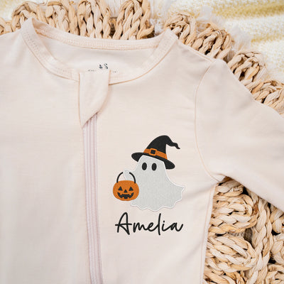 Embroidered Ghost Witch Baby Footie