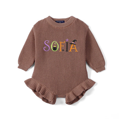 Embroidered Halloween Name Baby Romper