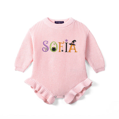 Embroidered Halloween Name Baby Romper