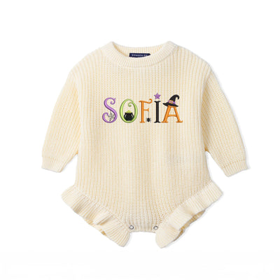Embroidered Halloween Name Baby Romper
