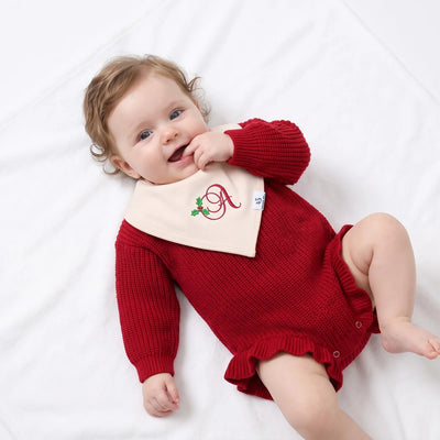 Embroidered Holly Initial Baby Bibs