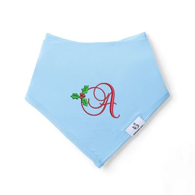 Embroidered Holly Initial Baby Bibs