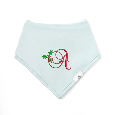 Embroidered Holly Initial Baby Bibs