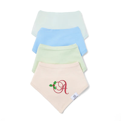 Embroidered Holly Initial Baby Bibs