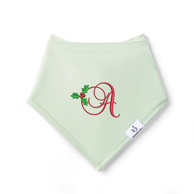 Embroidered Holly Initial Baby Bibs