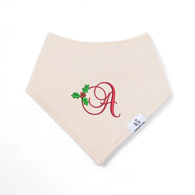 Embroidered Holly Initial Baby Bibs