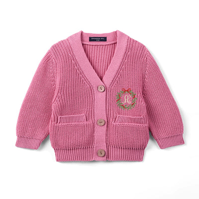 Embroidered Initial Christmas Baby Cardigan