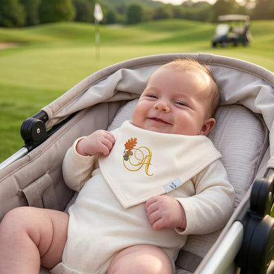 Embroidered Initial Fall Baby Bib