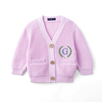 Embroidered Initial Golf Baby Cardigan