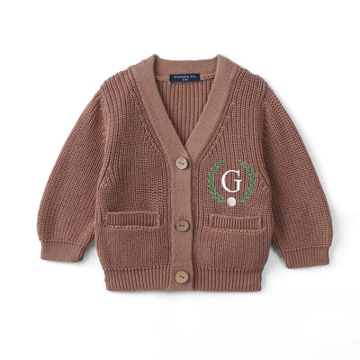 Embroidered Initial Golf Baby Cardigan